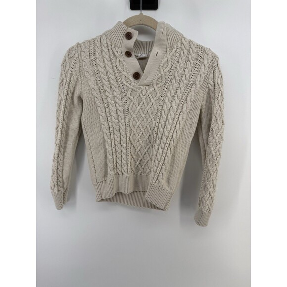 GAP Kids Boys Medium Pullover Cable Knit Fishermans Sweater Cream Beige - Picture 3 of 10